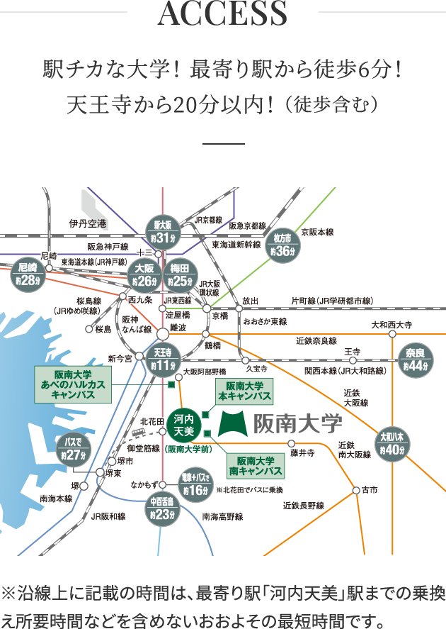 大学周辺の地図