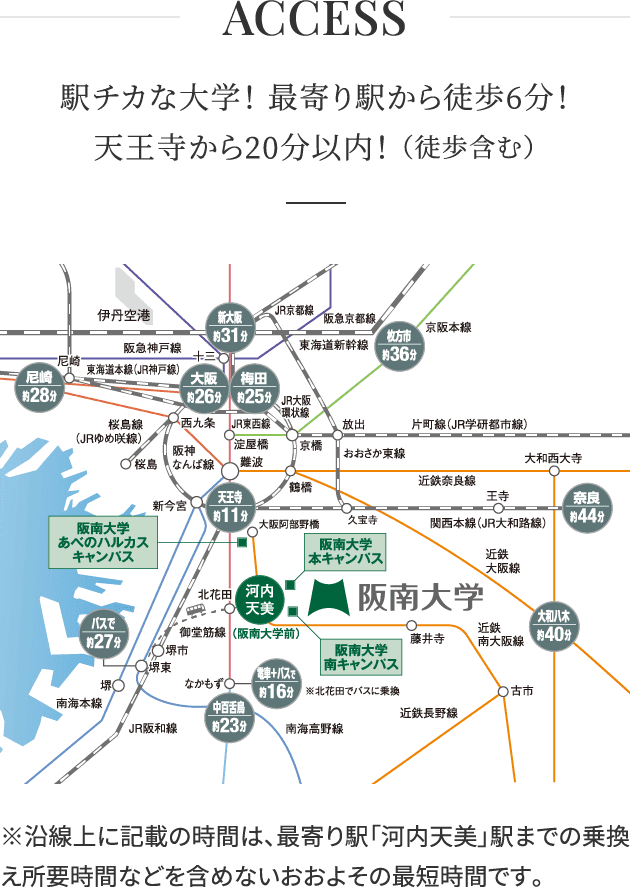 大学周辺の地図